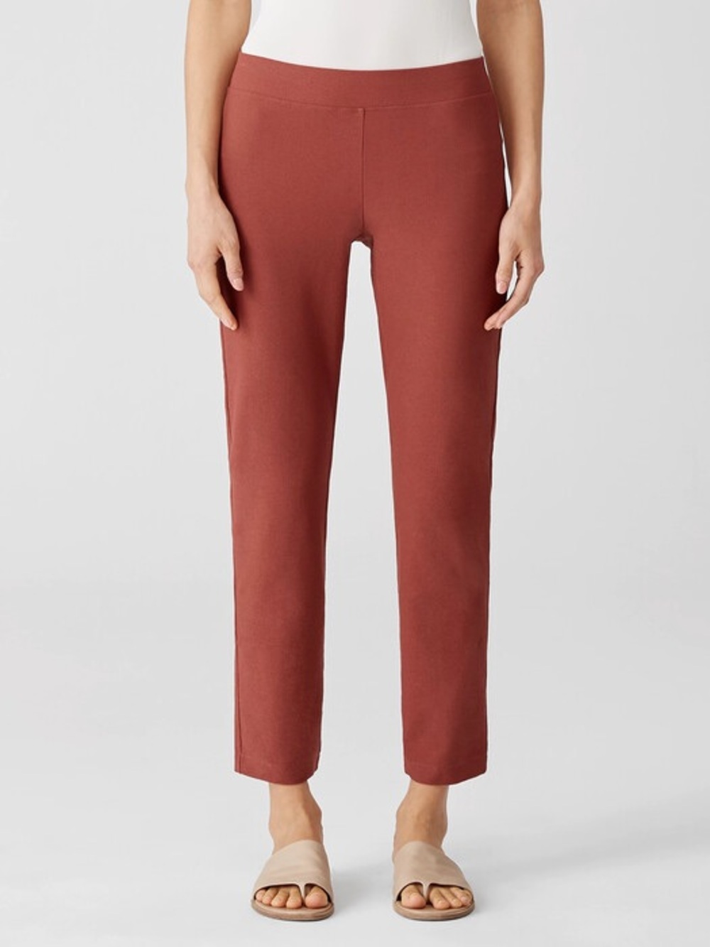 Eileen Fisher Washable Stretch Crepe Slim Ankle Pant Size M Fall Thanksgiving